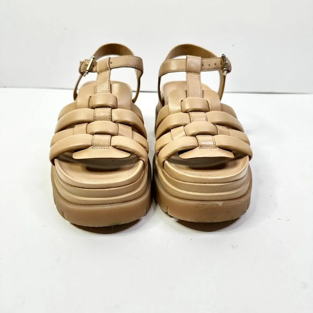 Ash Sandals Women 10 Beige Sirena NEW  Leather Platform Chunky Shoes Athleisure - Picture 6 of 8